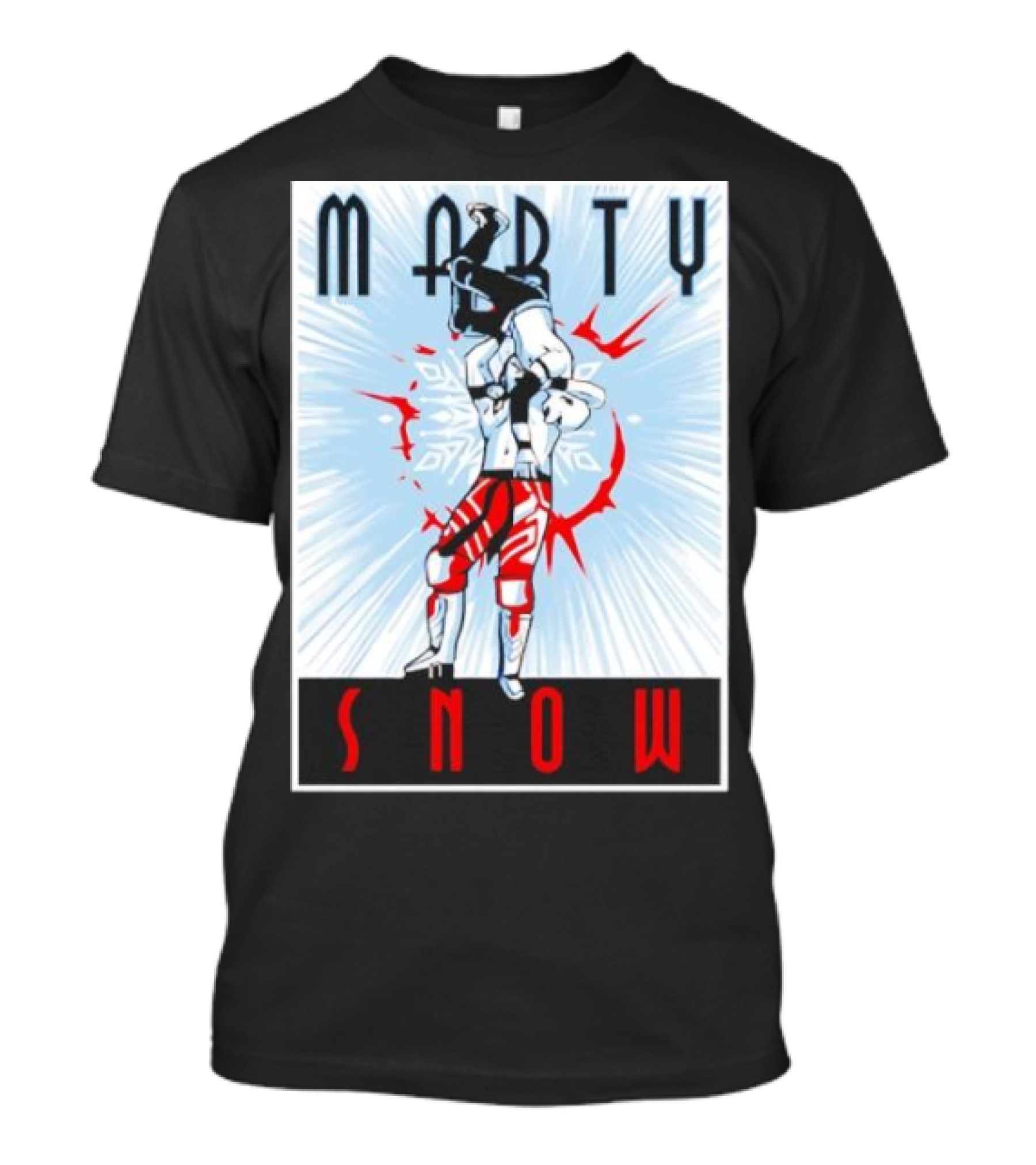 Marty Snow Wrestling Suplex Action Scene With Snowflakes And Dynamic T-Shirt