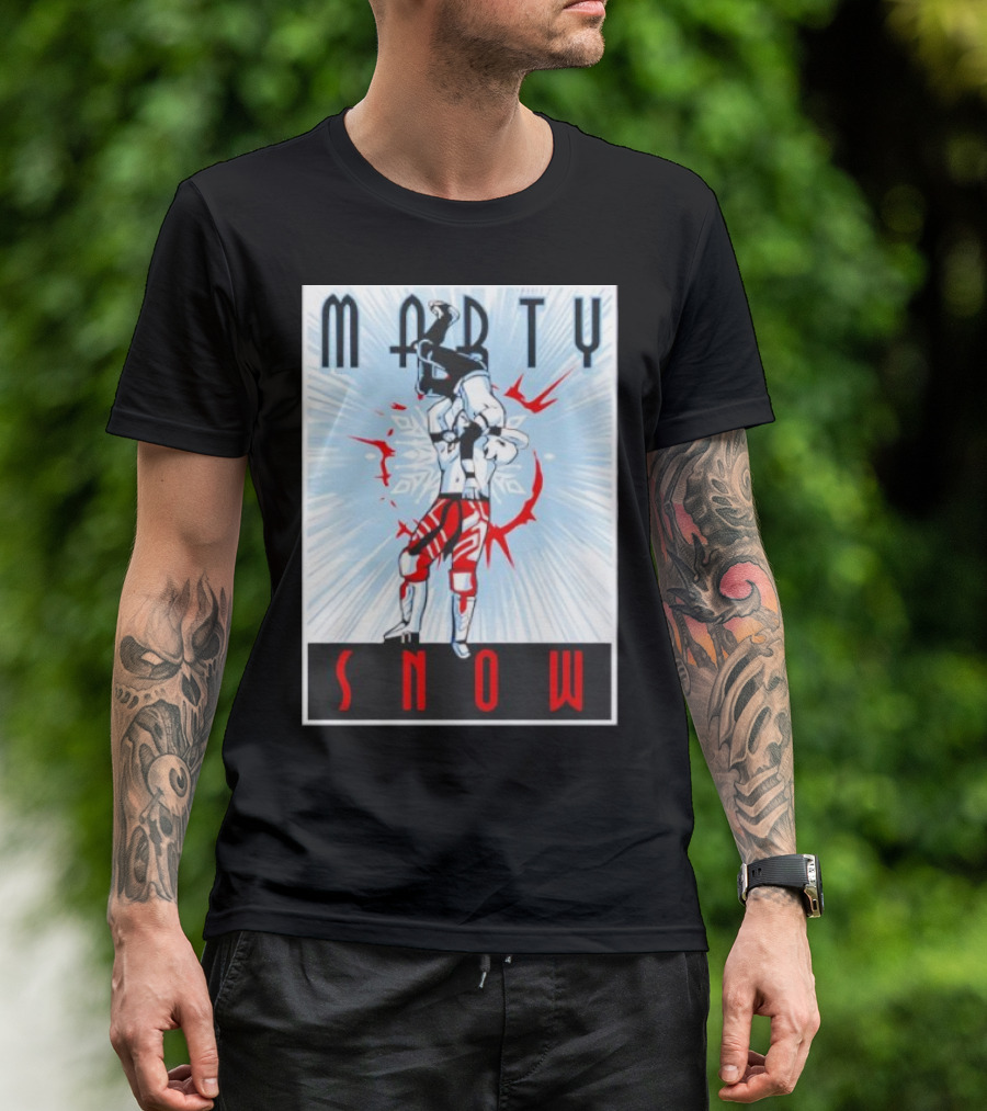 Marty Snow Wrestling Suplex Action Scene With Snowflakes And Dynamic T-Shirt