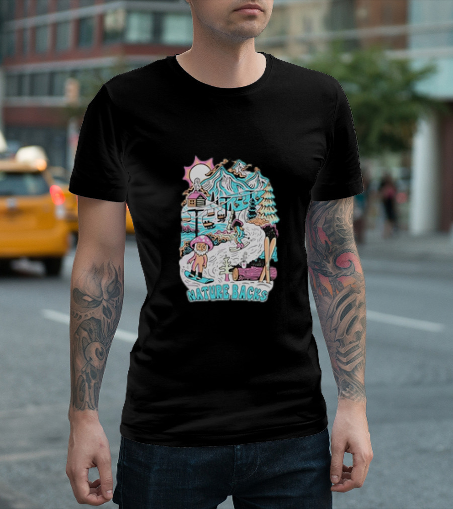 Nature Backs Mountain Cabin Adventure In Winter Wonderland T-Shirt