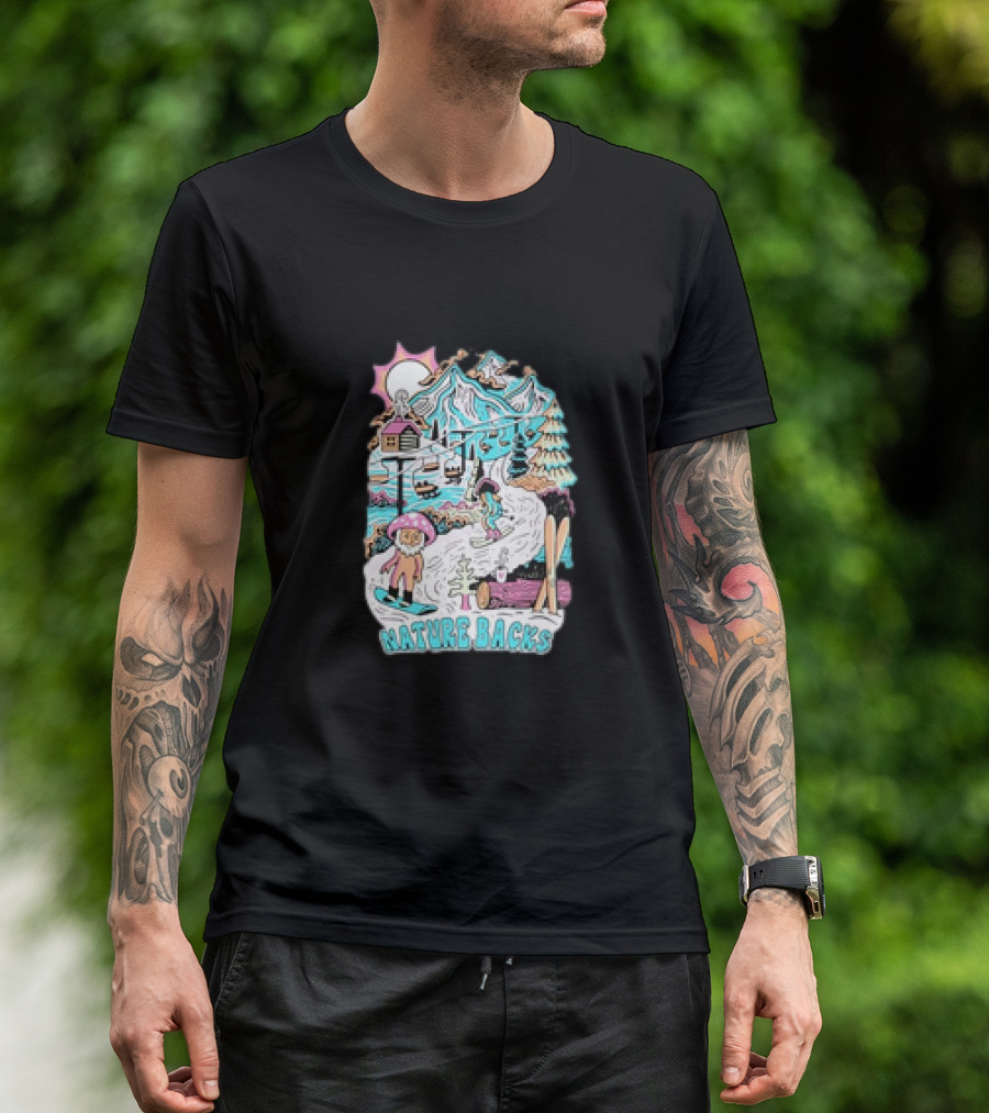 Nature Backs Mountain Cabin Adventure In Winter Wonderland T-Shirt
