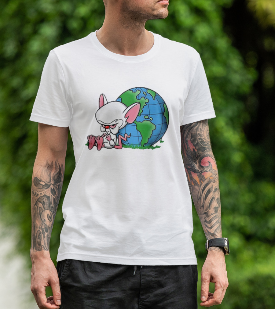 Pinky And The Brain World Domination Plan With Globe T-Shirt