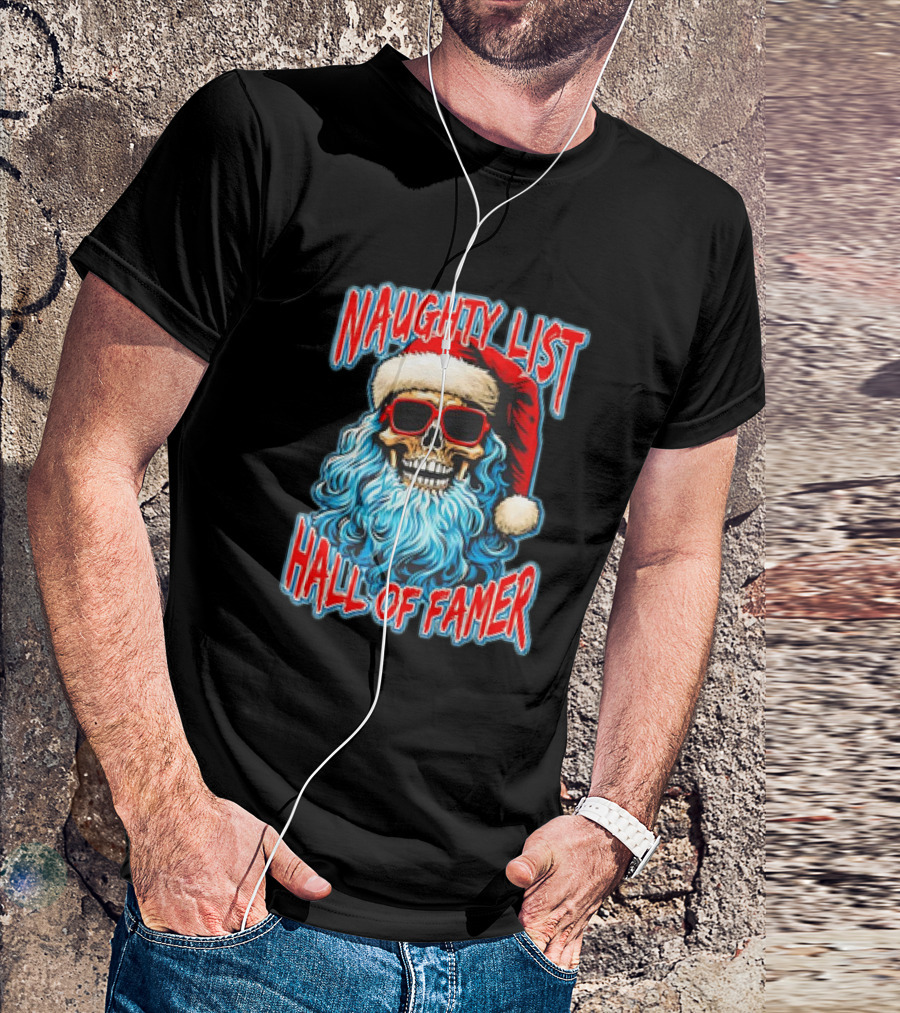 Naughty List Hall Of Famer Santa Claus Skeleton T-Shirt