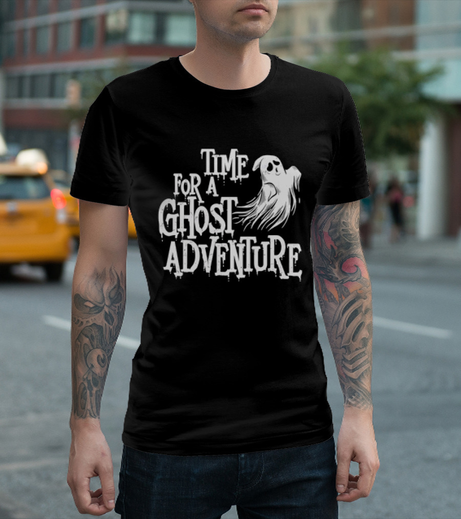 Skeleton Time For A Ghost Adventure With Spooky White Specter T-Shirt