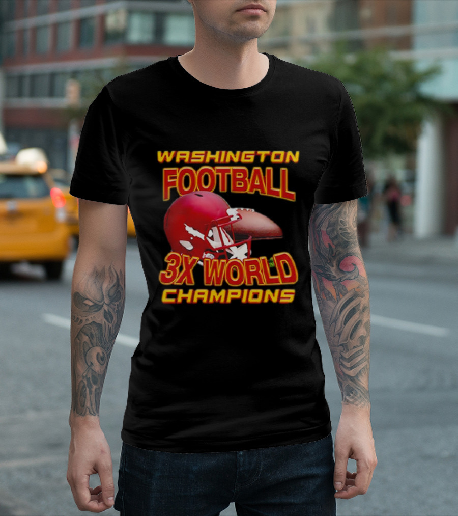 Washington Football 3X World Champions Helmet T-Shirt