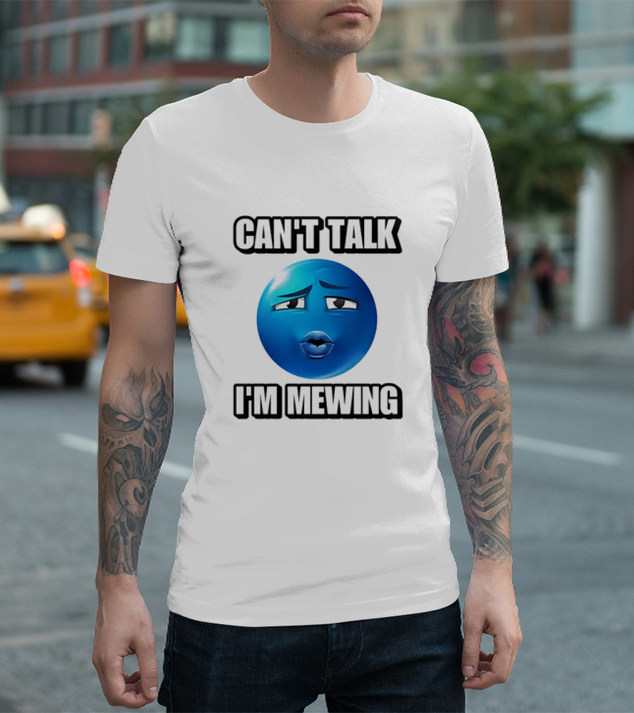 Can't Talk Blue Emoji Mewing Meme T-Shirt