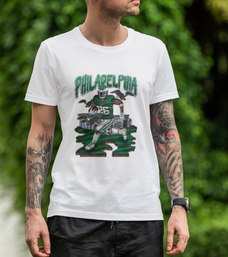 Philadelphia Eagles Saquon Barkley Bird Gang Running Player With Birds T-Shirt
