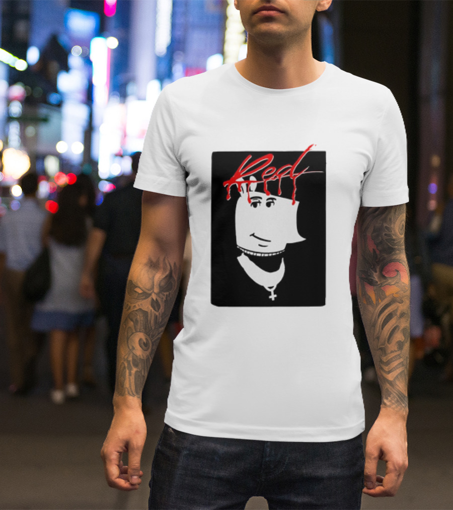 I’m Just A Chill Guy X Playboi Carti Whole Lotta Red Album Red Text Black And White Face Design With Necklace T-Shirt