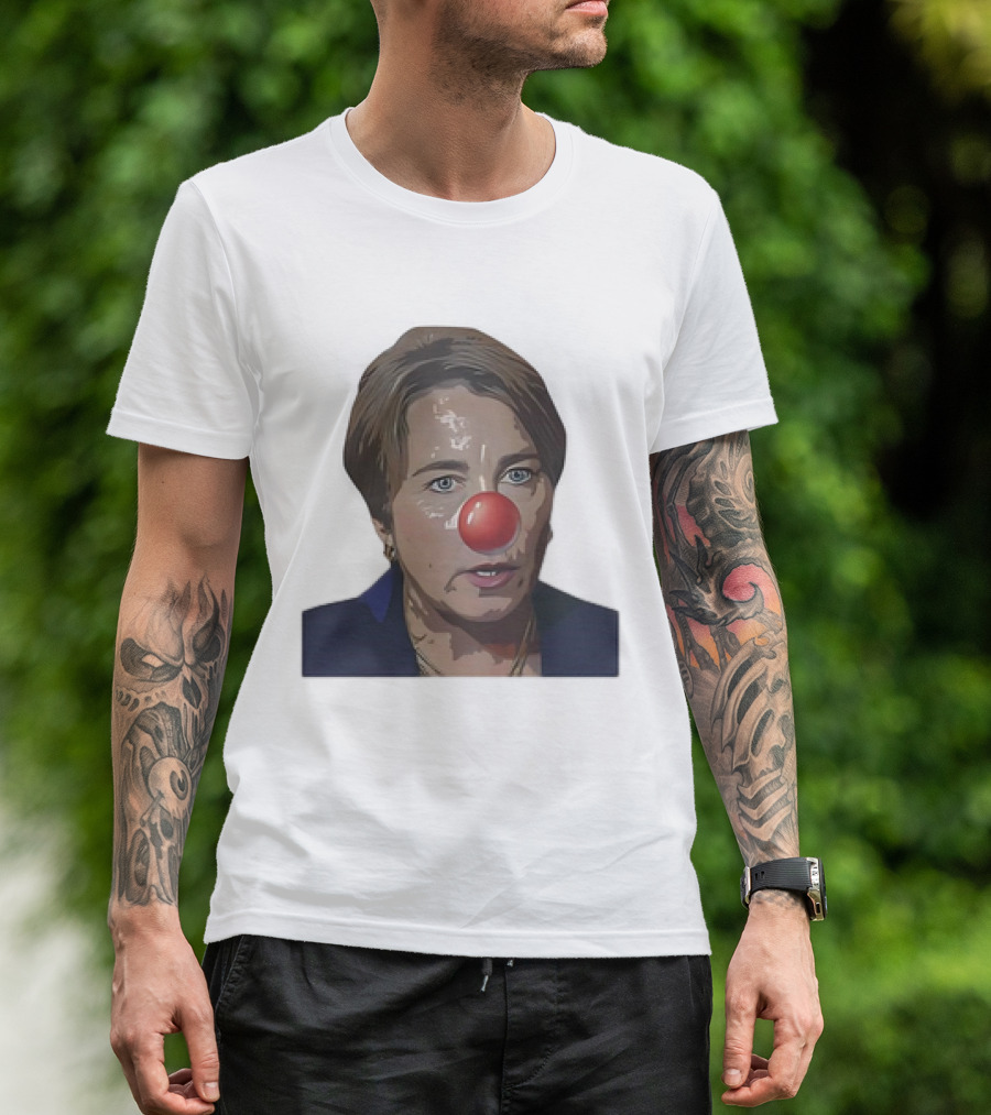 Maura Healey Cartoon Clown Nose Face Image T-Shirt