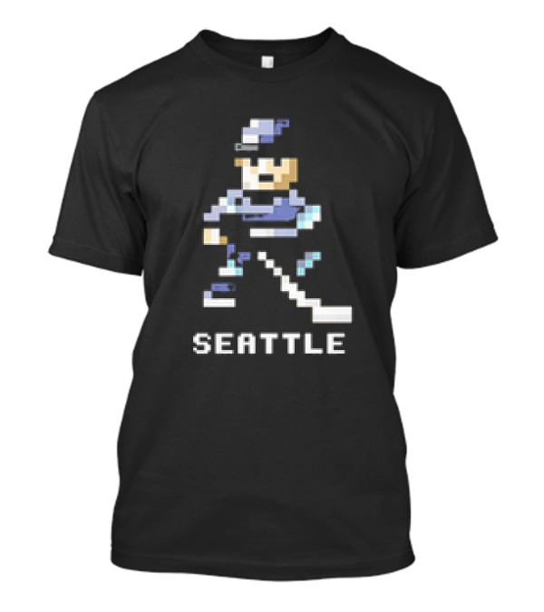 Seattle 8-Bit Hockey Pixel Art Player T-Shirt