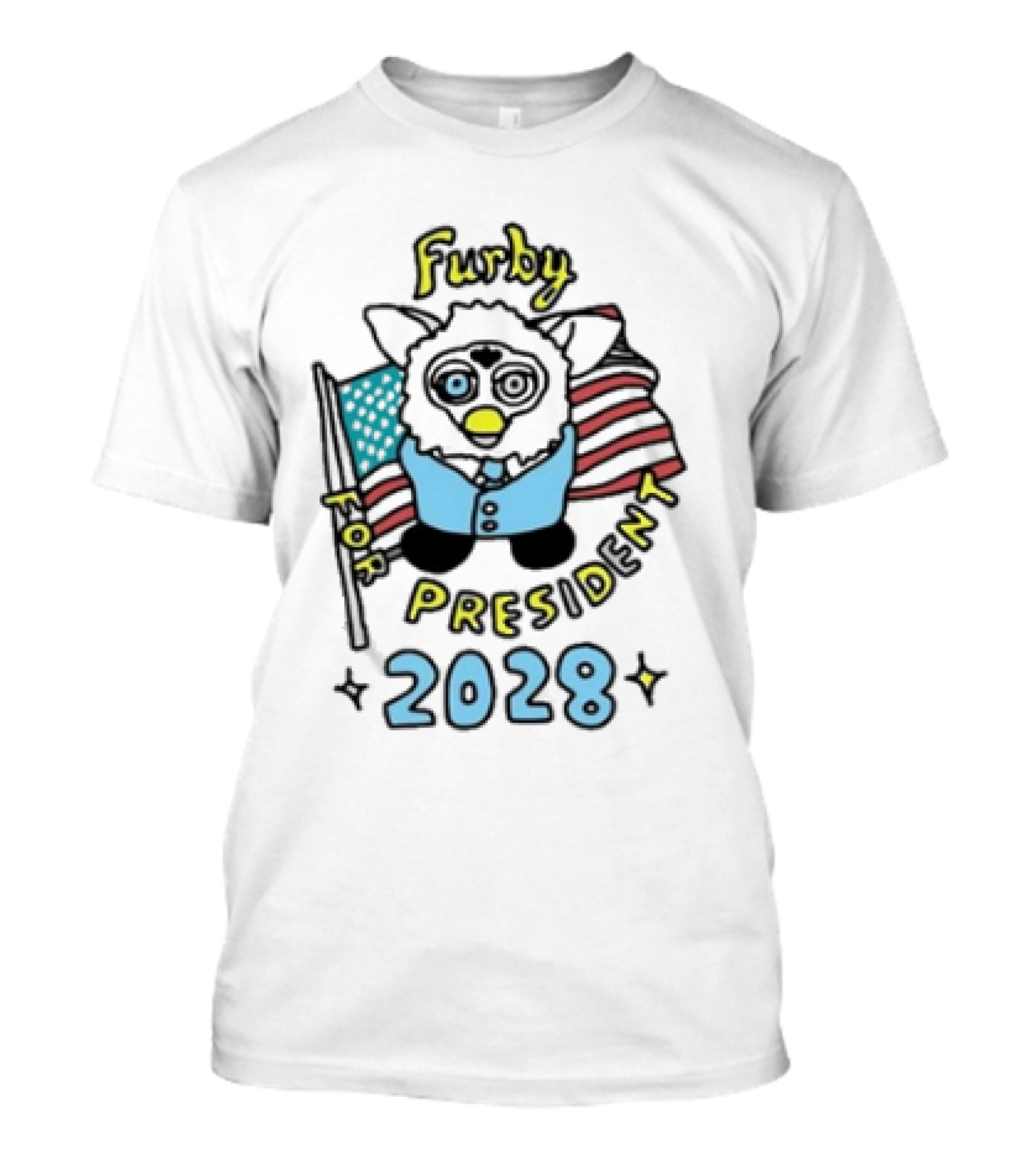 Furby For President 2028 American Flag Campaign T-Shirt