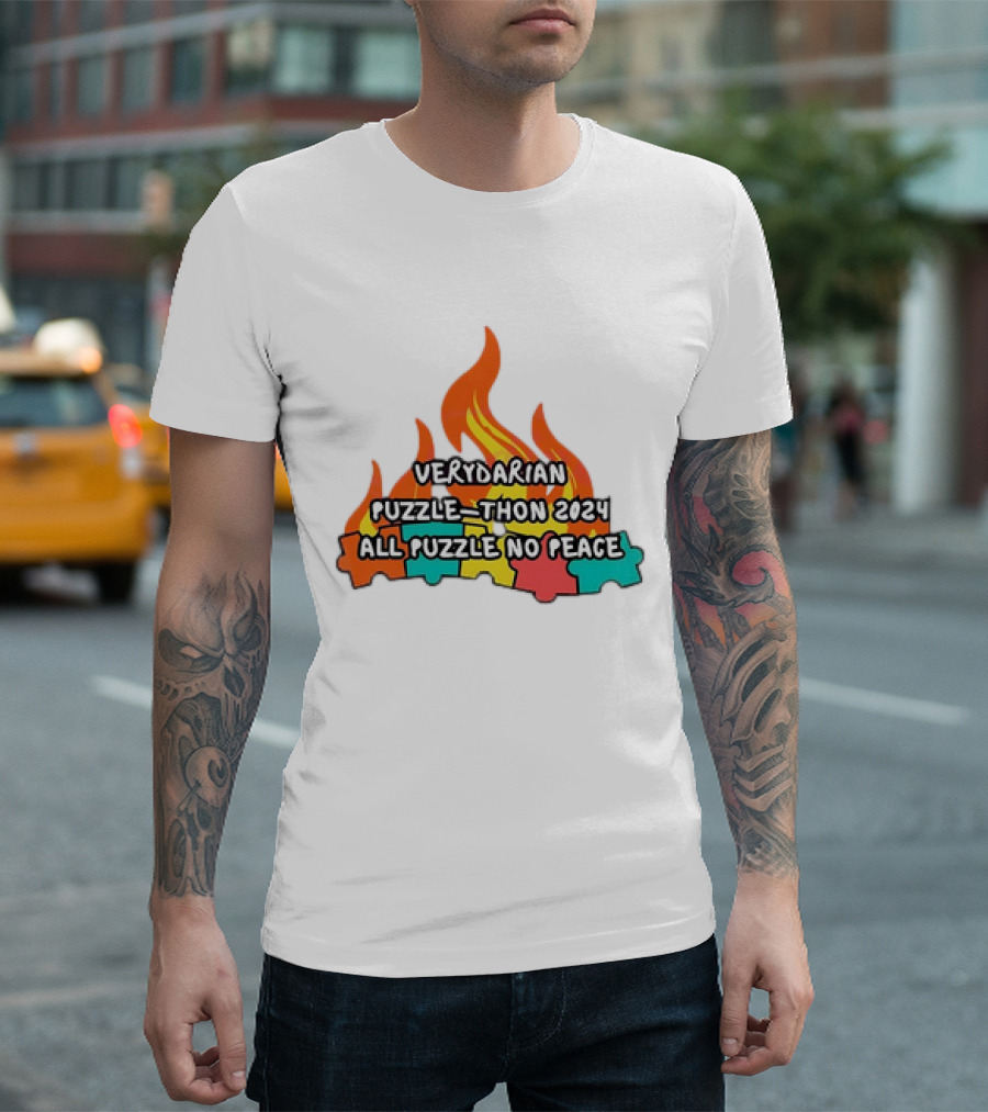 Verydarian Puzzle Thon 2024 All Puzzle No Peace Flame Puzzle Pieces T-Shirt