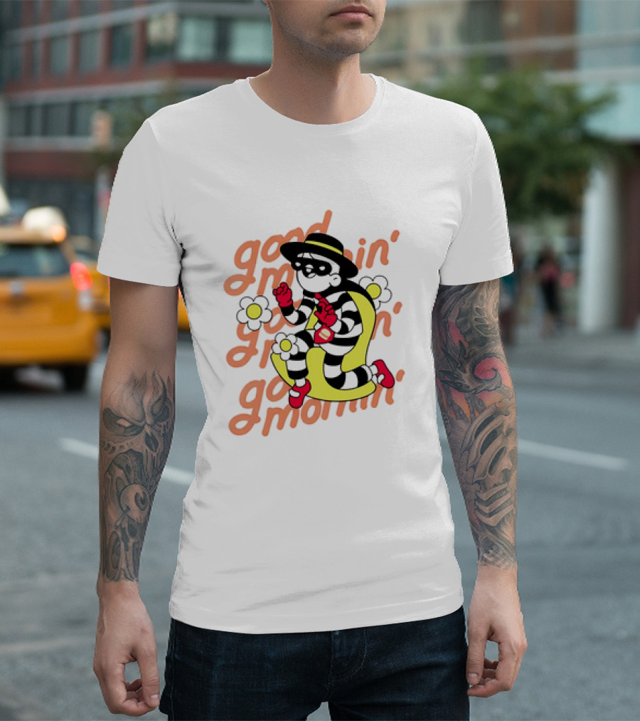 Good Mornin' Hamburglar And Doodles Collaboration With McDonald’s Flowers T-Shirt