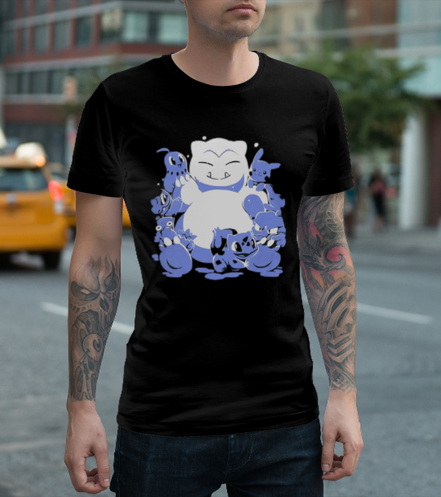 Snorlax Snowman Surrounded by Pokémon Snowlaxman T-Shirt