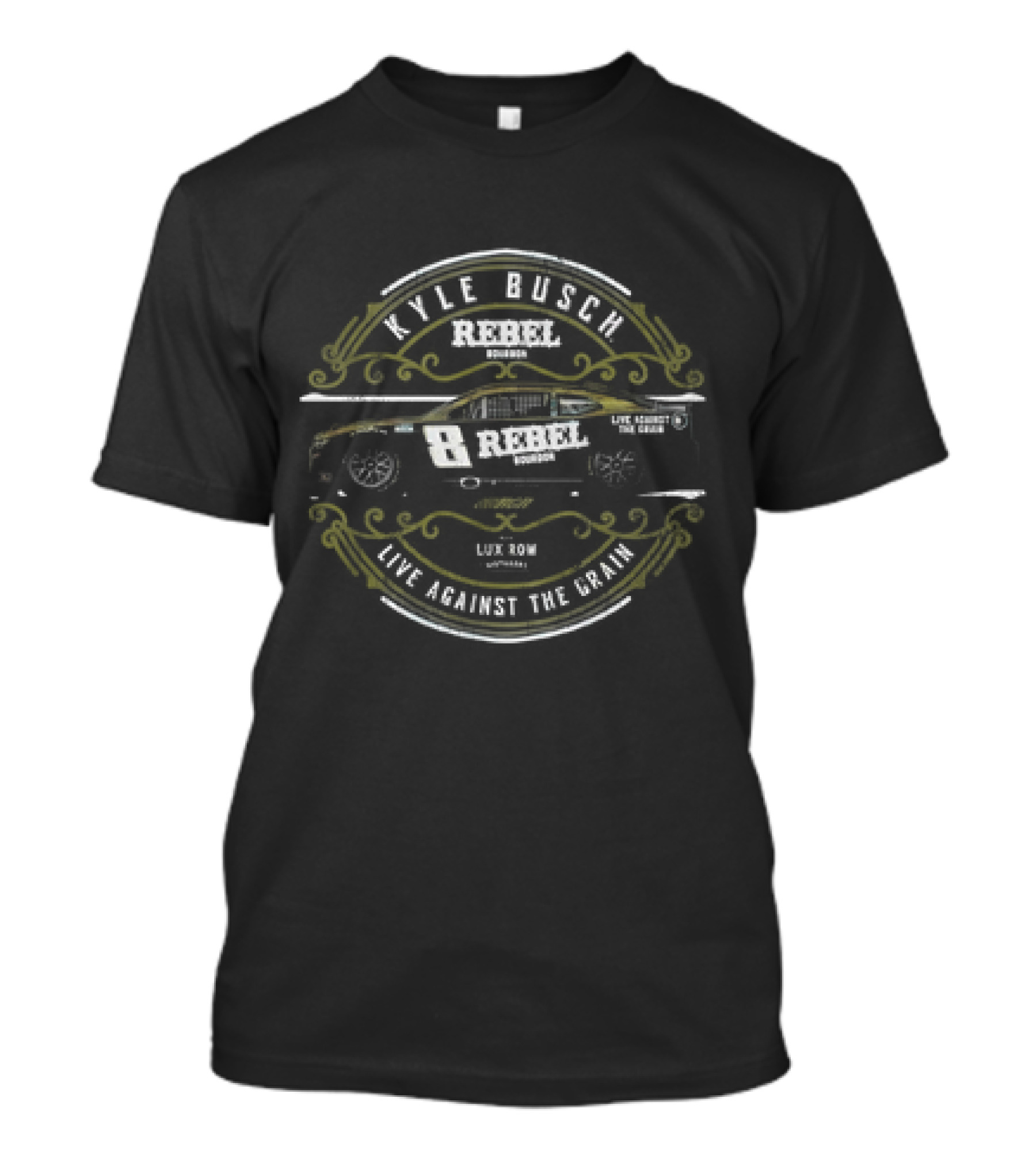 Kyle Busch Rebel Bourbon Lux Row Racing Car Live Against The Grain T-Shirt