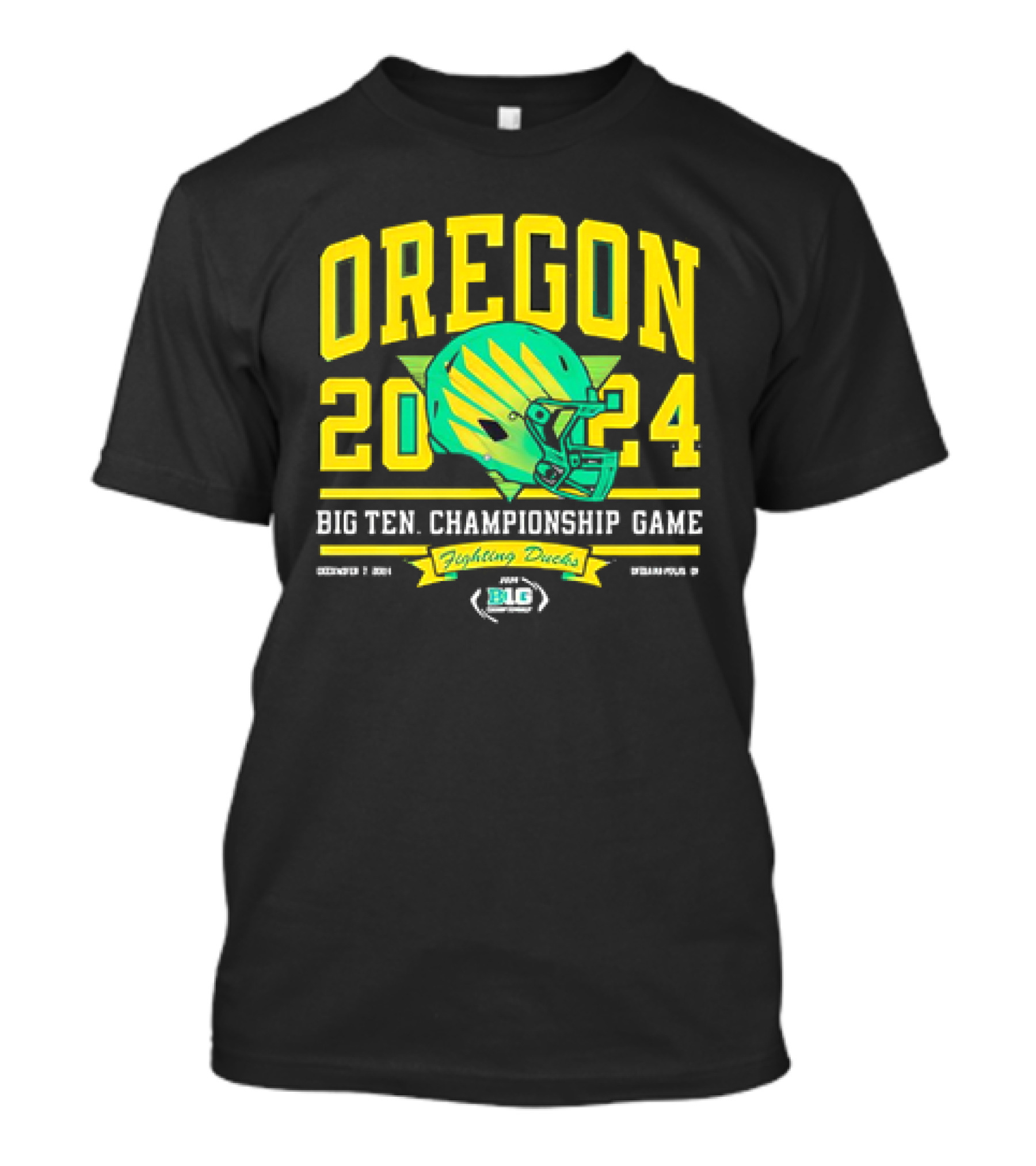 Oregon Ducks 2024 Big Ten Championship Game Helmet Fighting Ducks December 7 Indianapolis T-Shirt