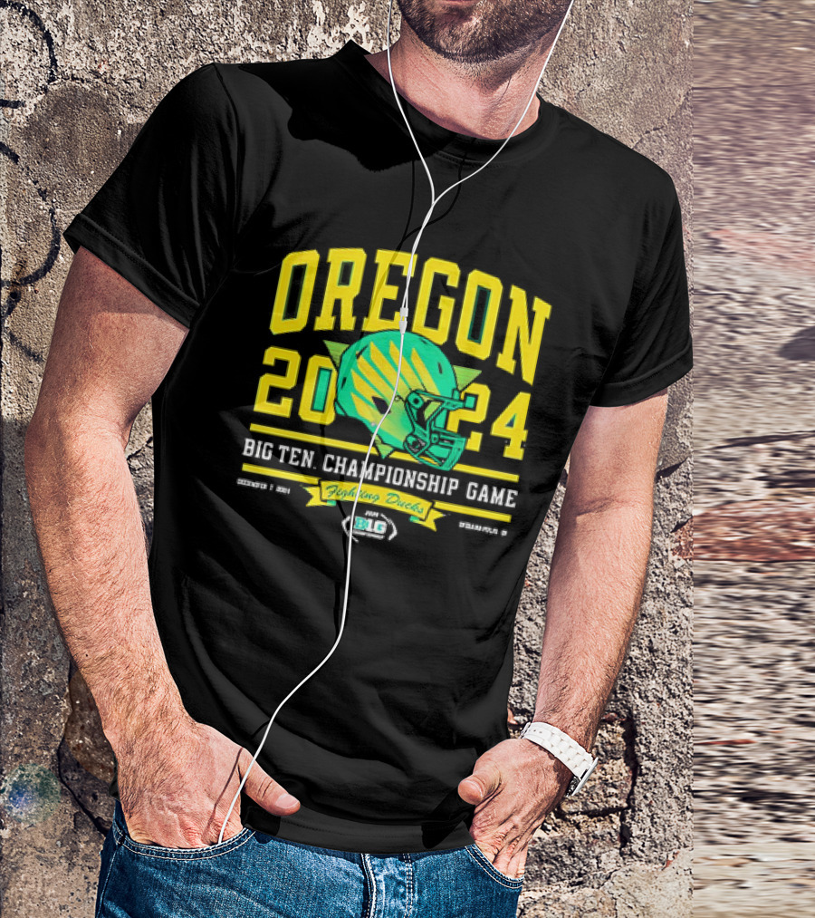 Oregon Ducks 2024 Big Ten Championship Game Helmet Fighting Ducks December 7 Indianapolis T-Shirt