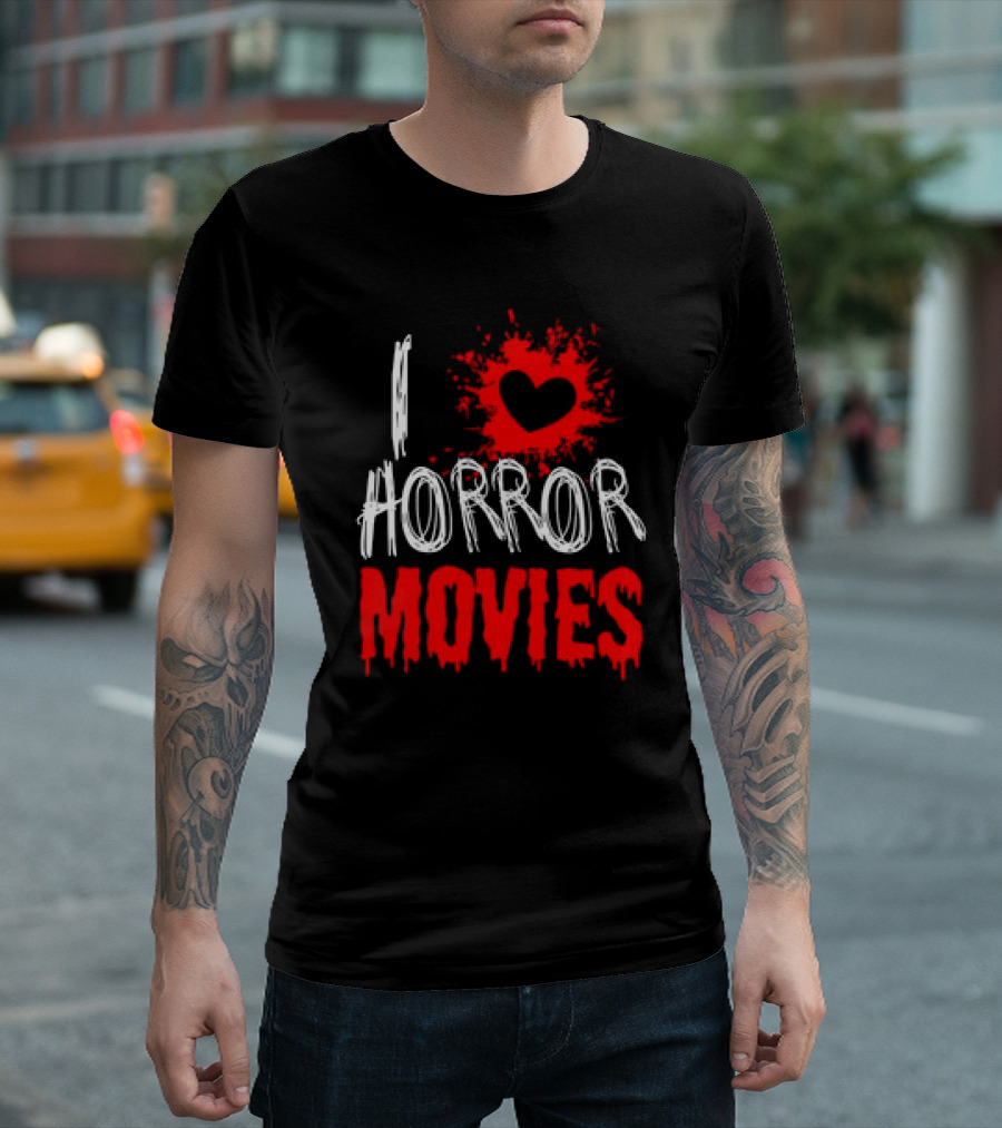 I Heart Horror Movies With Red Splatter T-Shirt