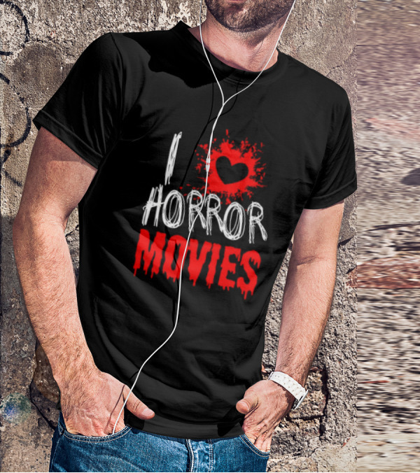 I Heart Horror Movies With Red Splatter T-Shirt