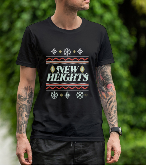 New Heights Football Snowflake Christmas Holiday T-Shirt
