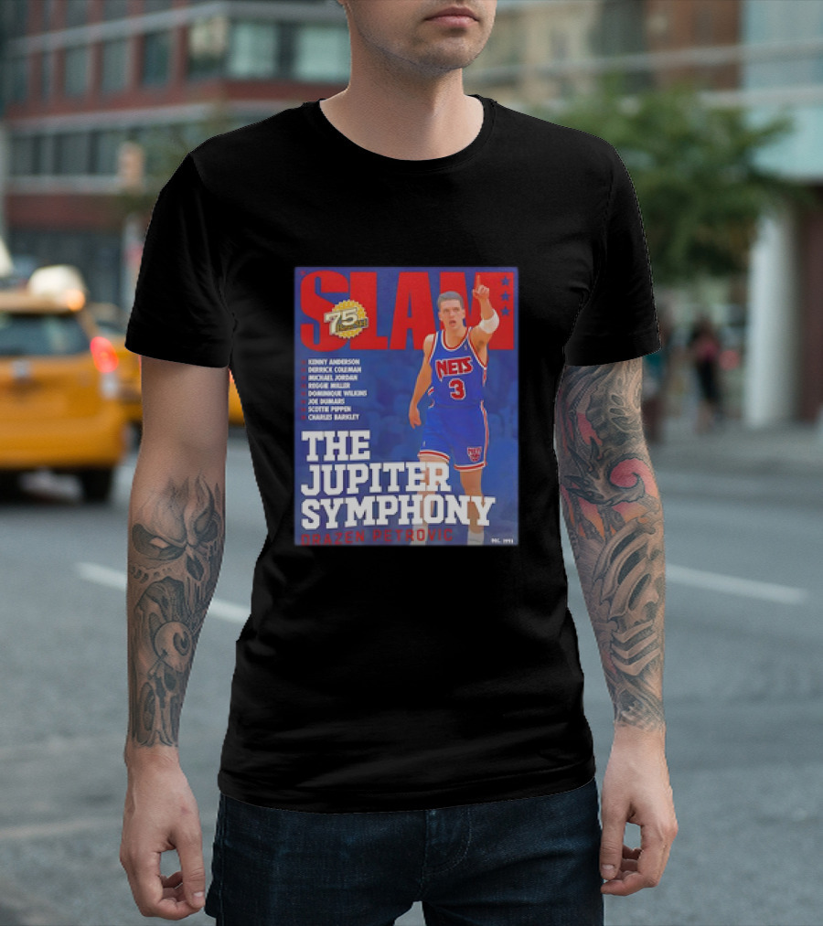 Slam 75th Anniversary The Jupiter Symphony Drazen Petrovic Nets December 1991 T-Shirt