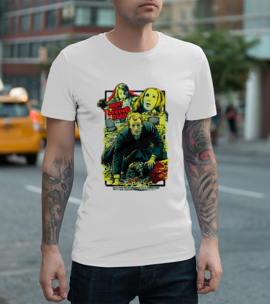 Night Of The Living Dead Classic Horror Scene with Surrounded by Death Faces T-Shirt