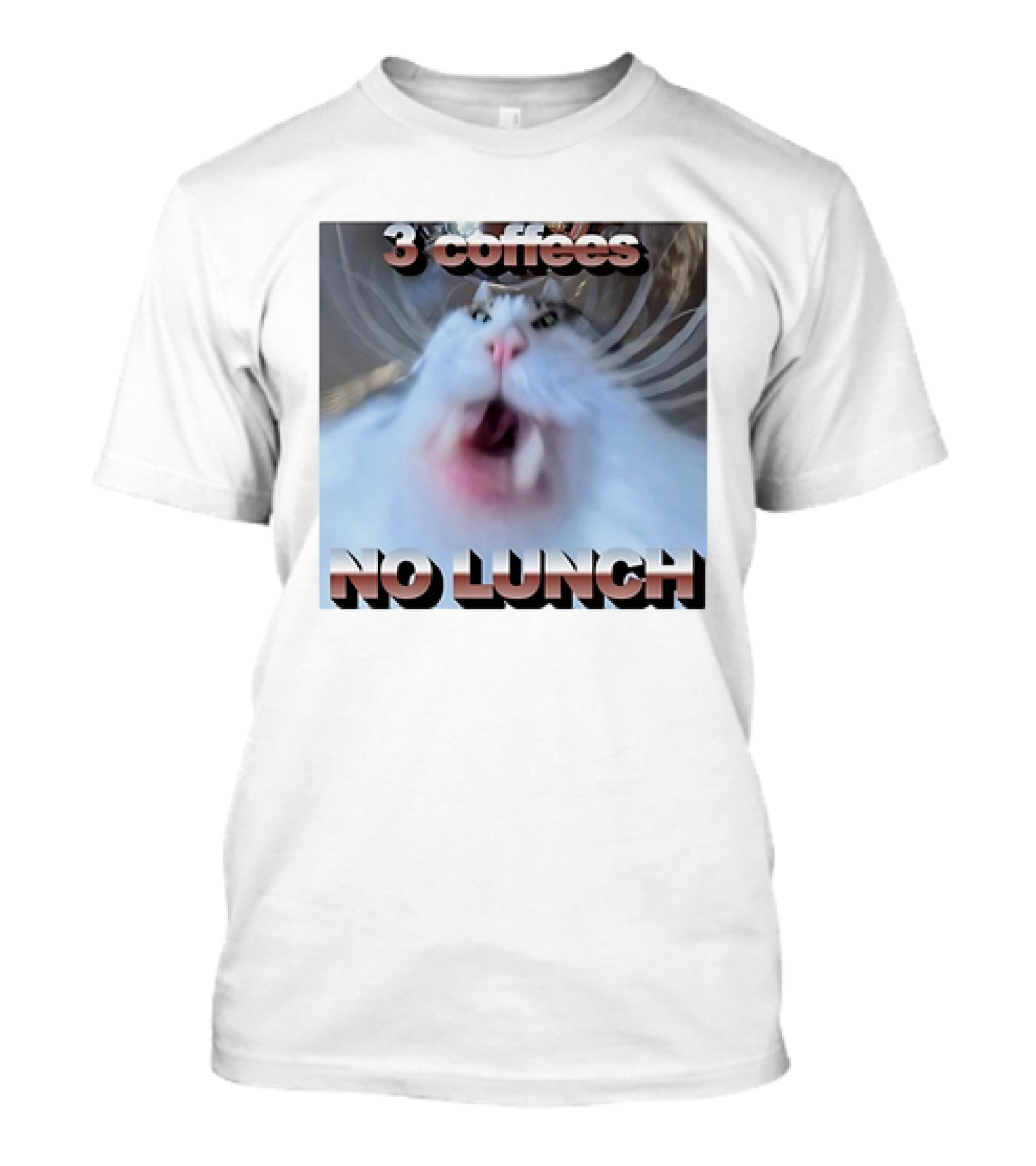 3 Coffees No Lunch Cat Meme T-Shirt