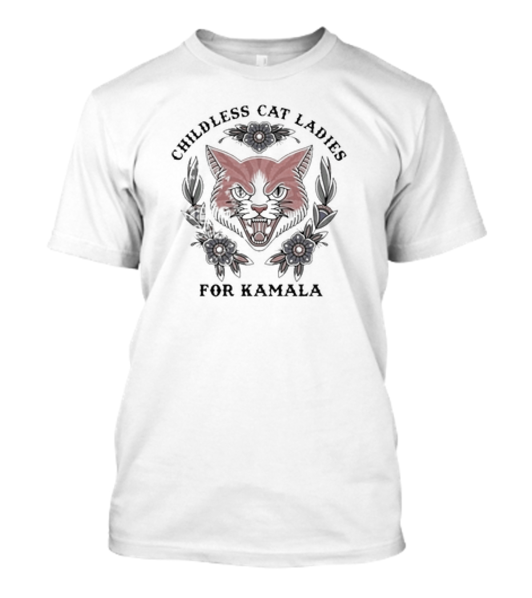 Childless Cat Ladies For Kamala Orange Cat Feminist T-Shirt
