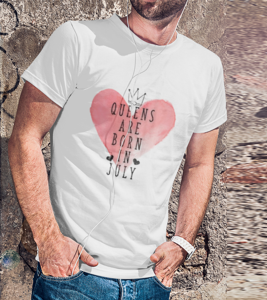 Queens Are Born In July Heart With Crown T-Shirt