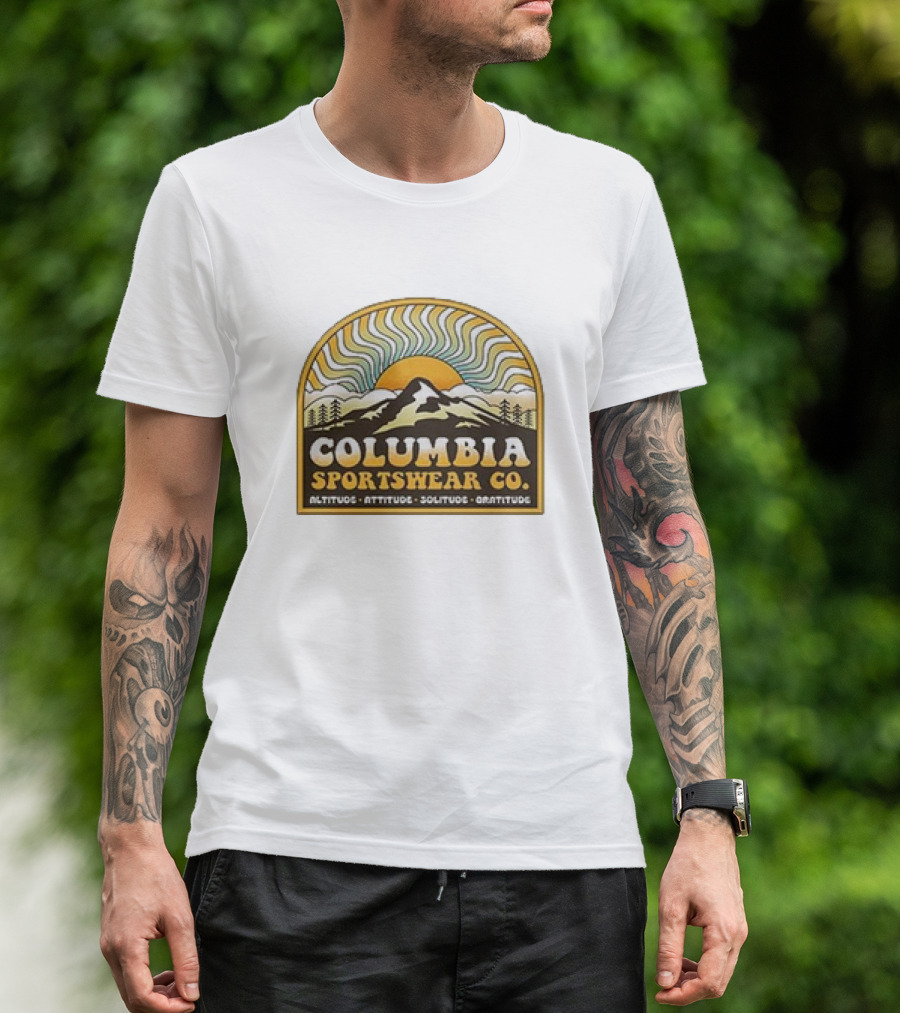 Columbia Sportswear Co Altitude Attitude Solitude Gratitude Mountain Sunburst T-Shirt