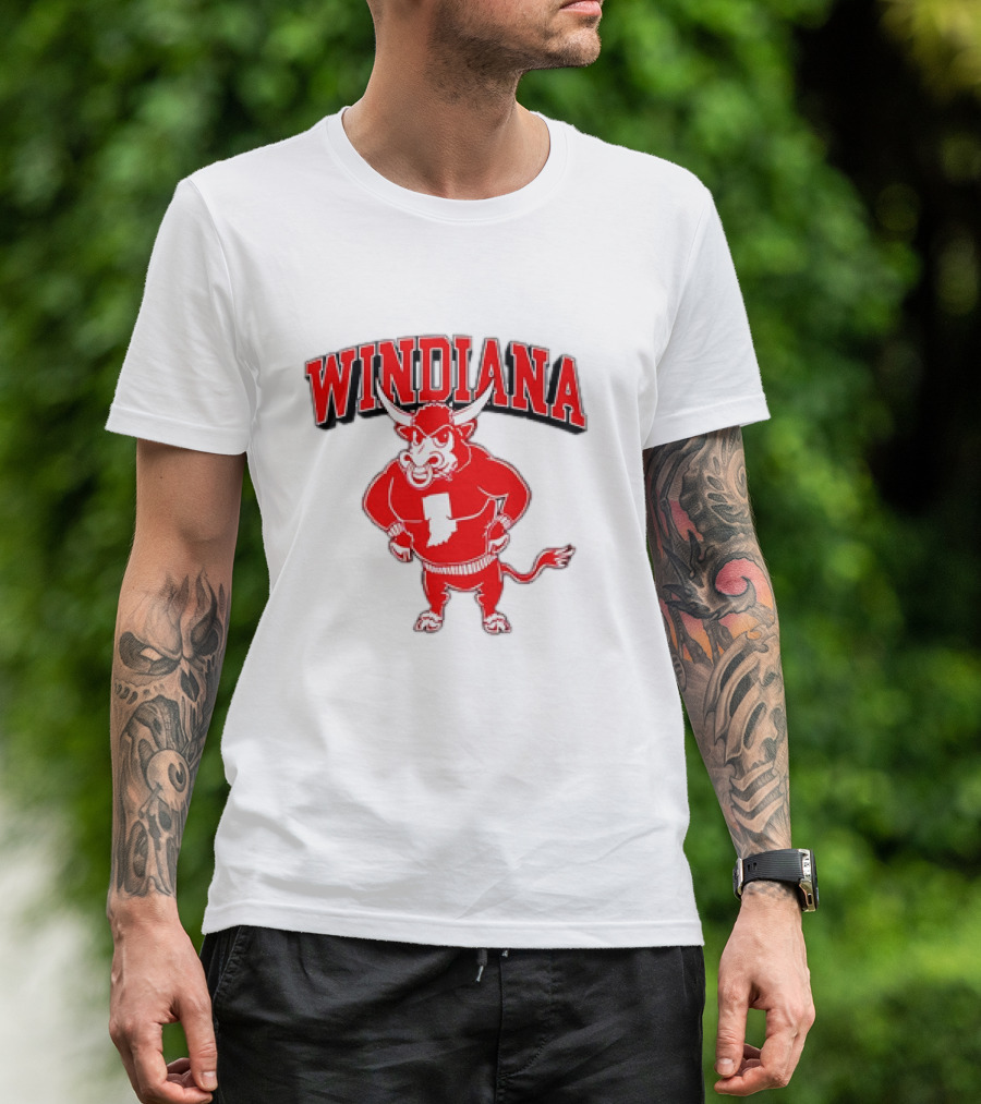 Indiana Hoosiers Windiana Indiana State Bull Mascot Vintage T-Shirt