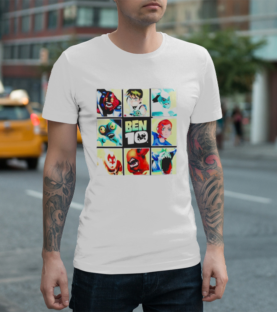 Ben 10 Cartoon Characters Collage T-Shirt