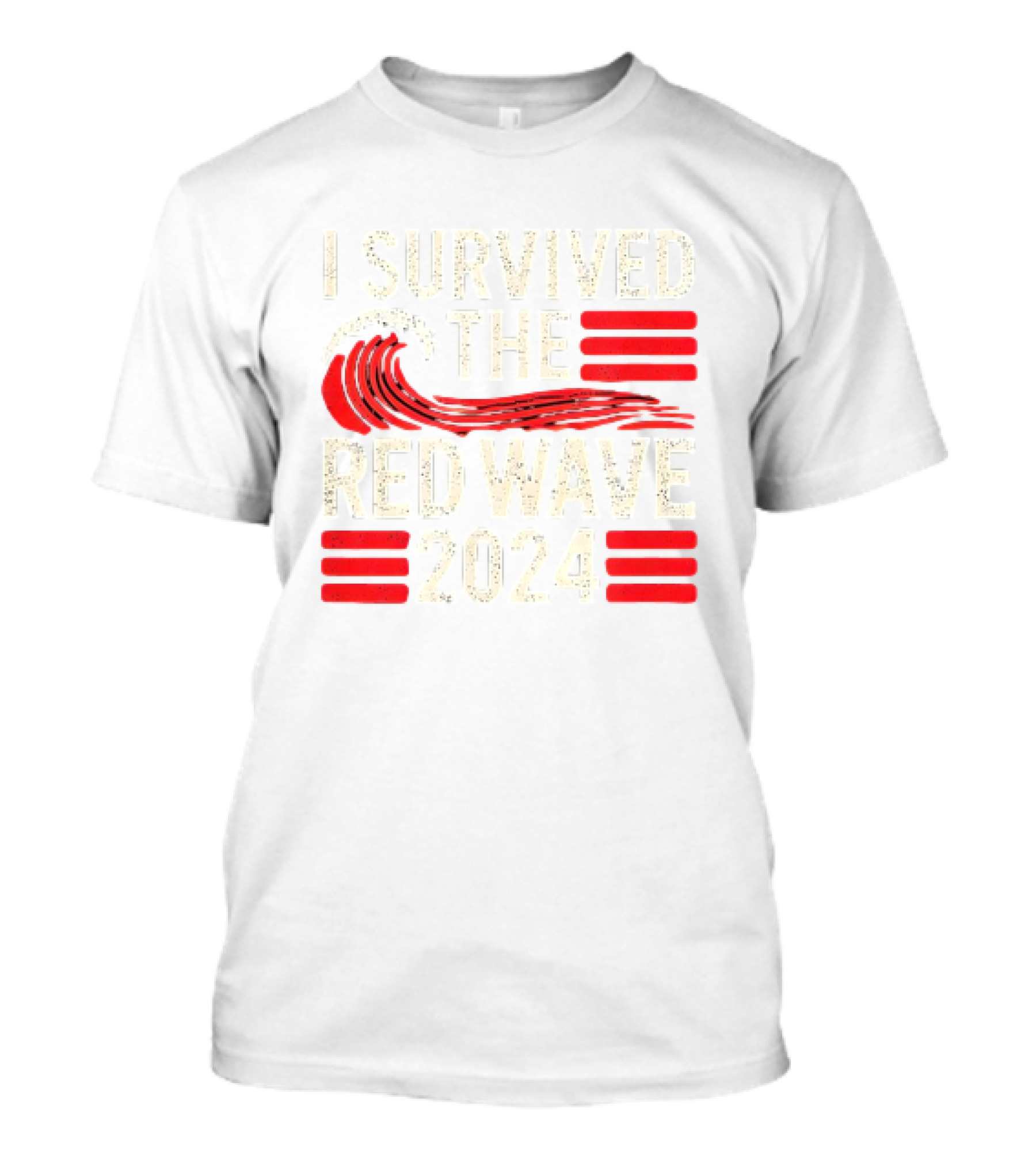 I Survived The Red Wave 2024 With Bold Red Wave And Stripe Symbols T-Shirt