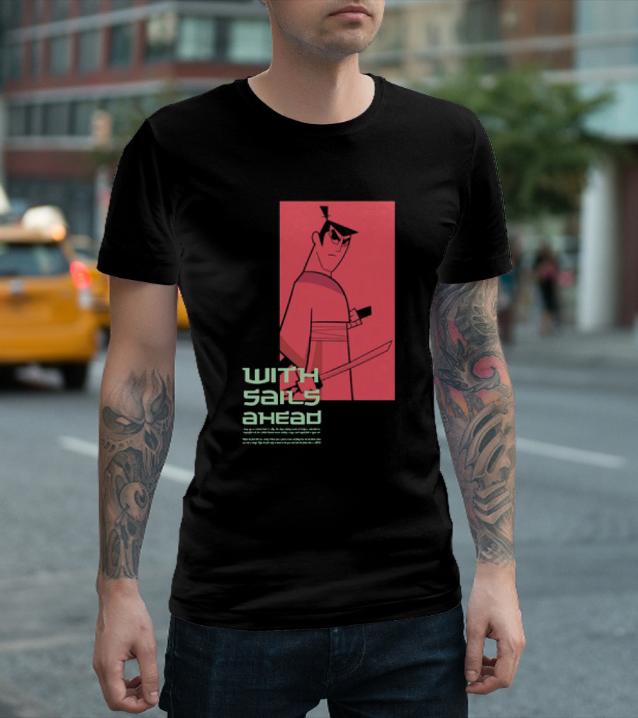 Samurai Jack With Sails Ahead Retro Style Fan T-Shirt