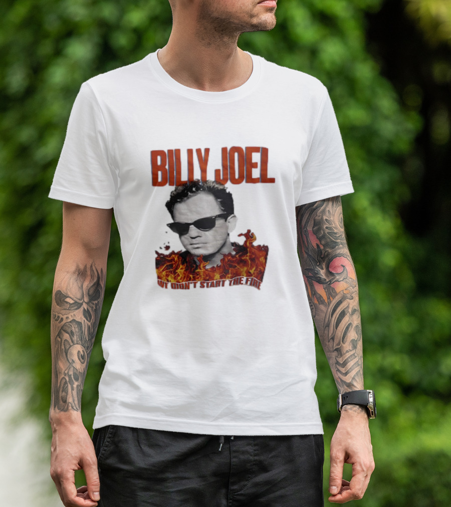 Billy Joel We Didn't Start The Fire Flames And Sunglasses T-Shirt