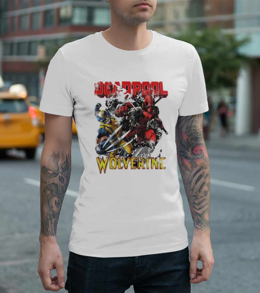 Deadpool Wolverine Cartoon Battle Clash T-Shirt