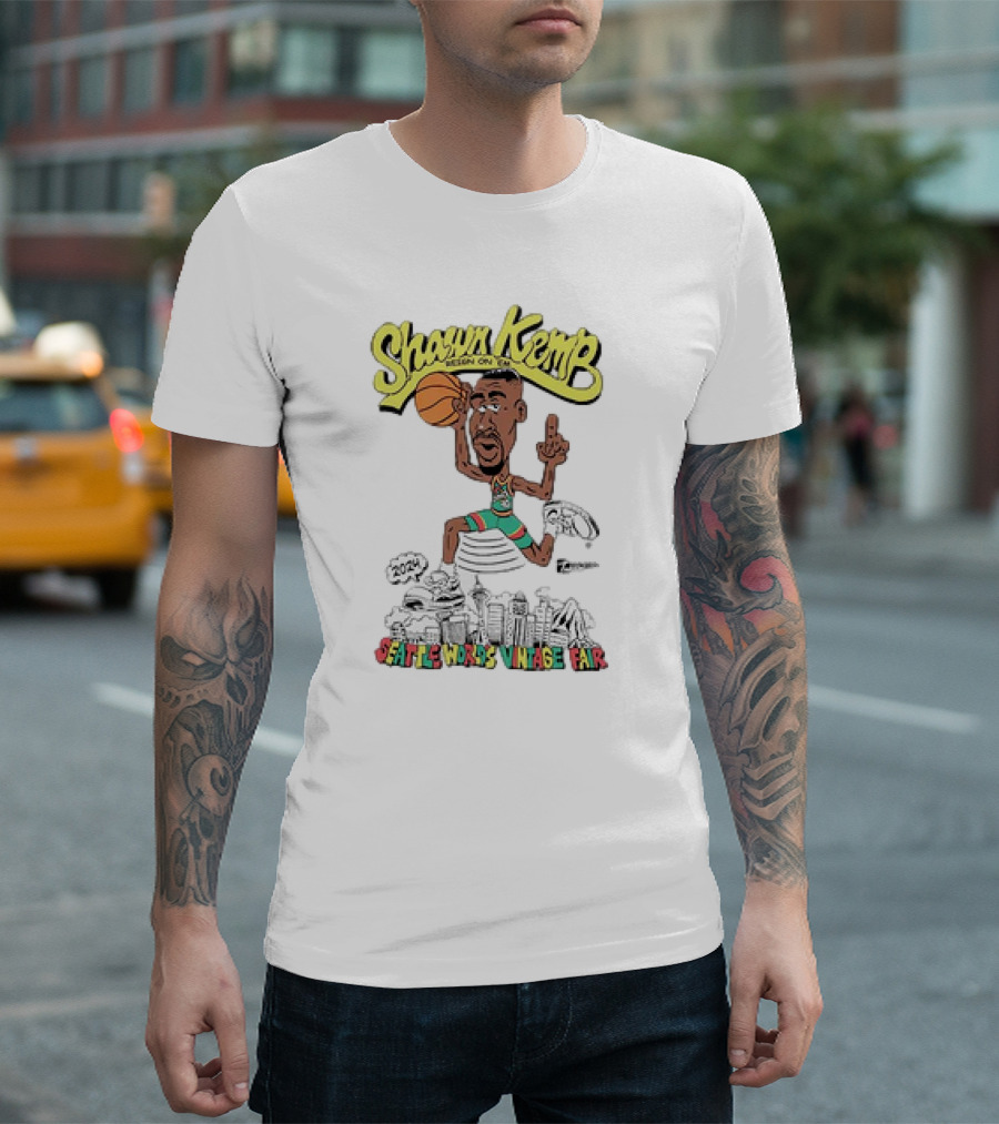 Shawn Kemp Seattle World's Vintage Fair Iconic Basketball T-Shirt