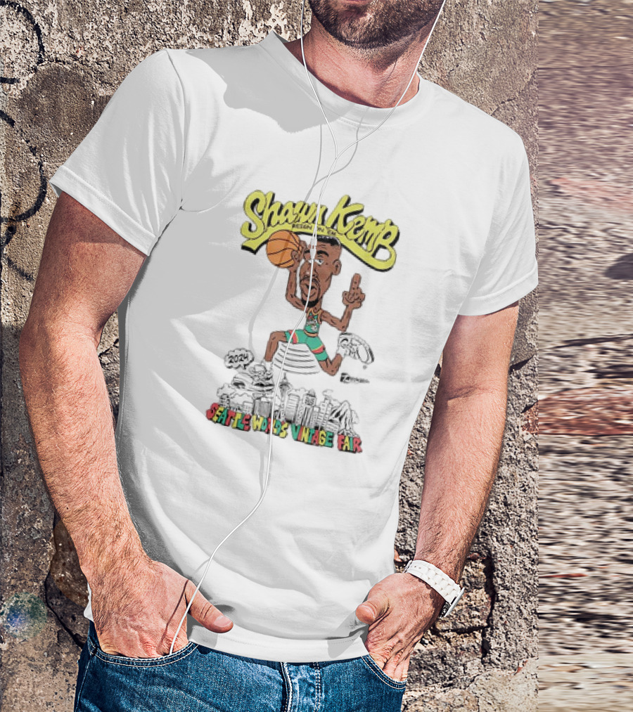 Shawn Kemp Seattle World's Vintage Fair Iconic Basketball T-Shirt