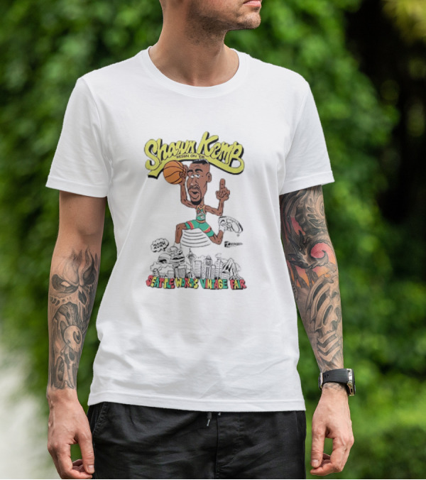 Shawn Kemp Seattle World's Vintage Fair Iconic Basketball T-Shirt