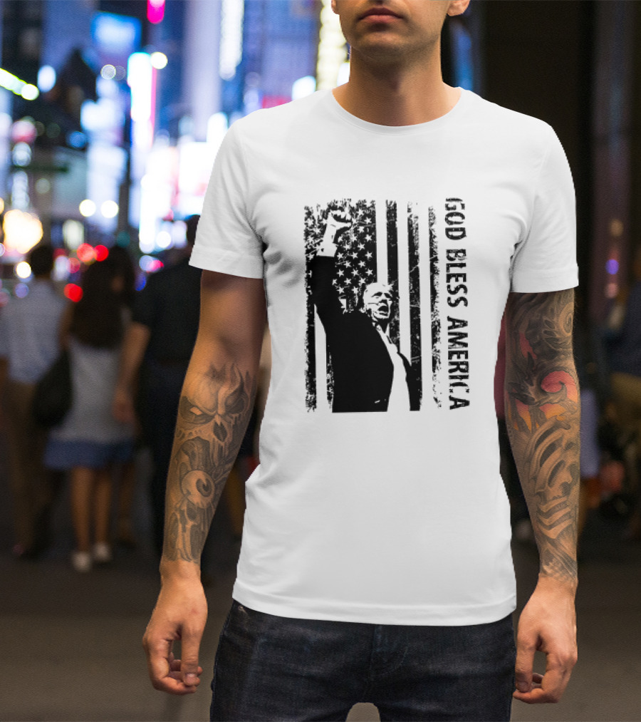 God Bless America Trump American Flag Fist T-Shirt