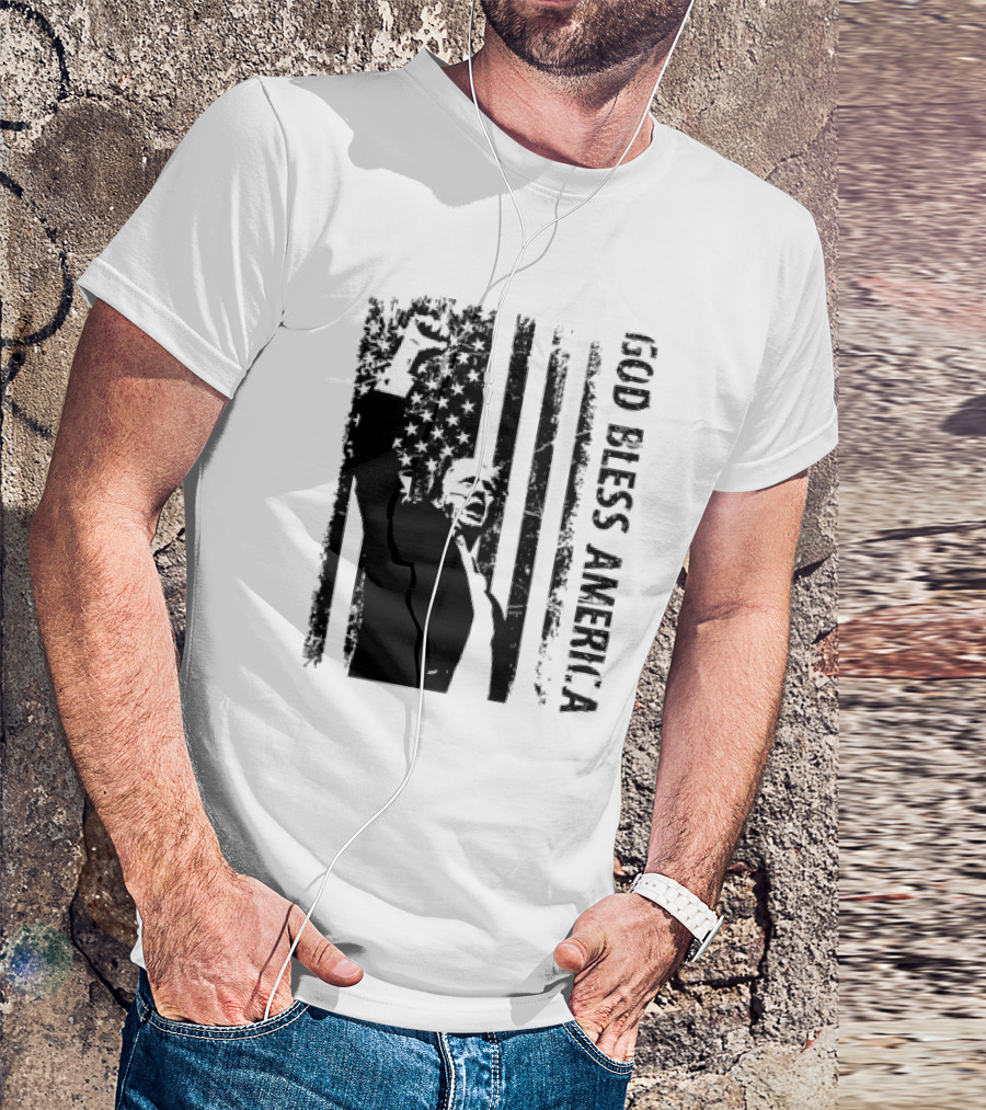 God Bless America Trump American Flag Fist T-Shirt