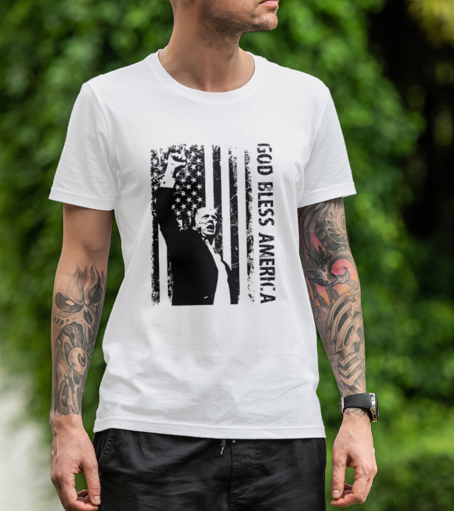 God Bless America Trump American Flag Fist T-Shirt