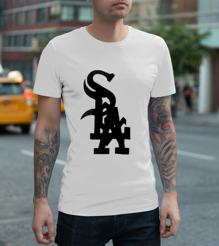 Chicago White Sox and Los Angeles Dodgers Logo Combination T-Shirt