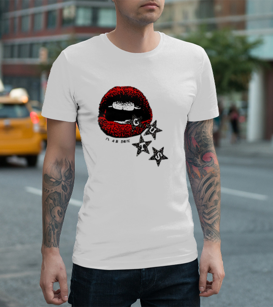 Olivia Rodrigo Guts Red Lips with Stars T-Shirt