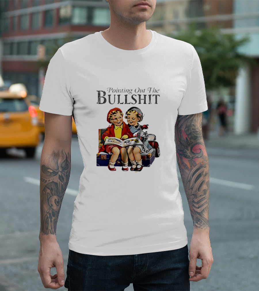 Pointing Out the Bullshit Vintage Comic Style Kids Reading Book T-Shirt