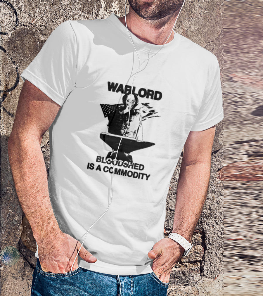 Warlord Bloodshed Is A Commodity Grim Reaper Anvil American Flag T-Shirt