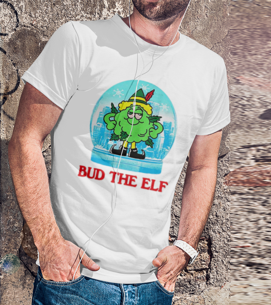 Bud The Elf Christmas Snow Globe Scene T-Shirt