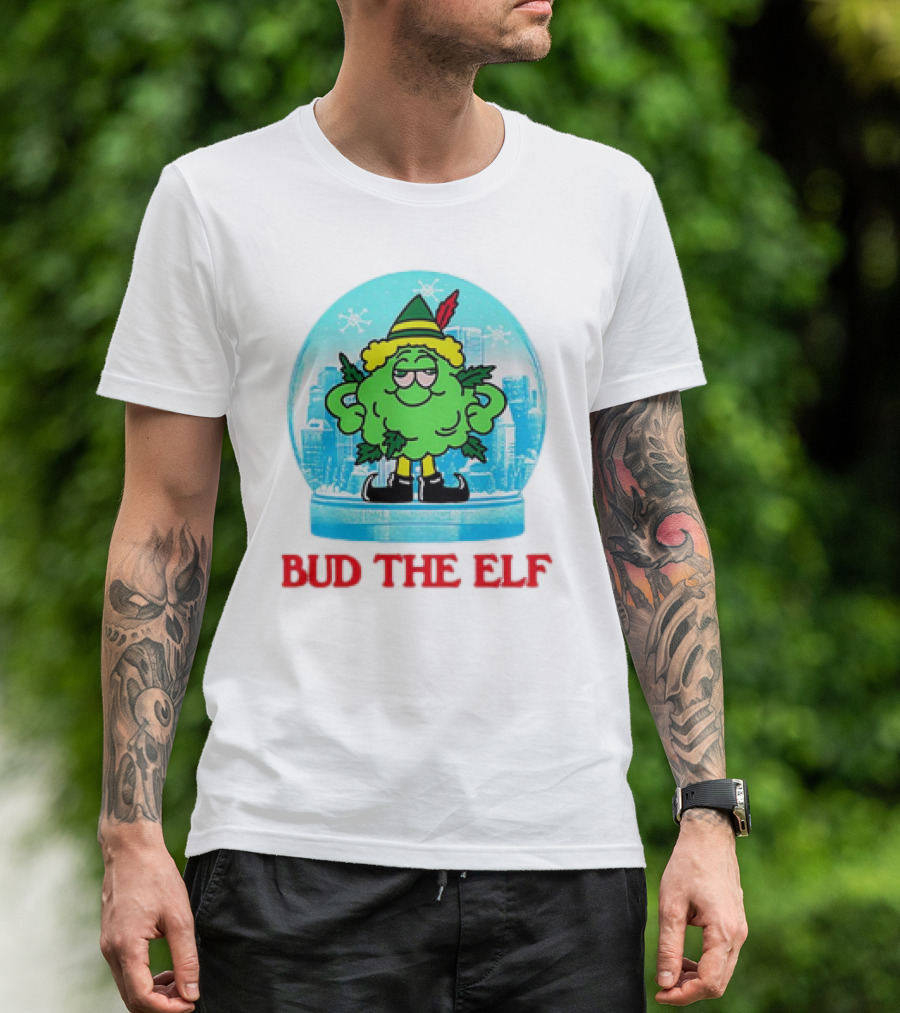 Bud The Elf Christmas Snow Globe Scene T-Shirt