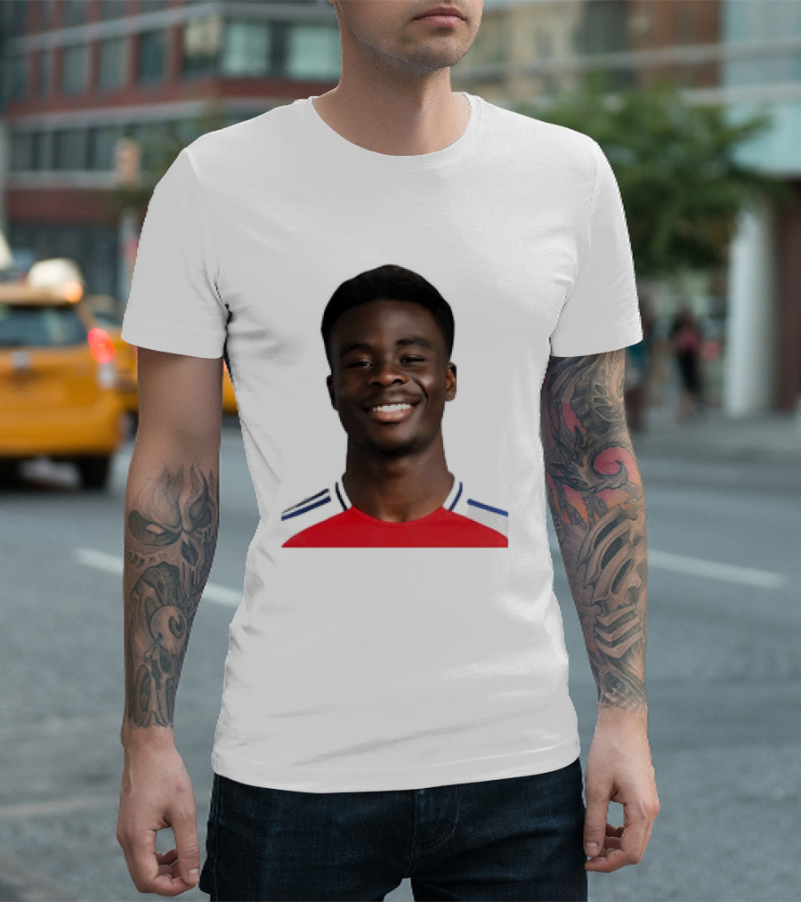 Bukayo Saka Arsenal F.C. Player Icon with Red Jersey T-Shirt