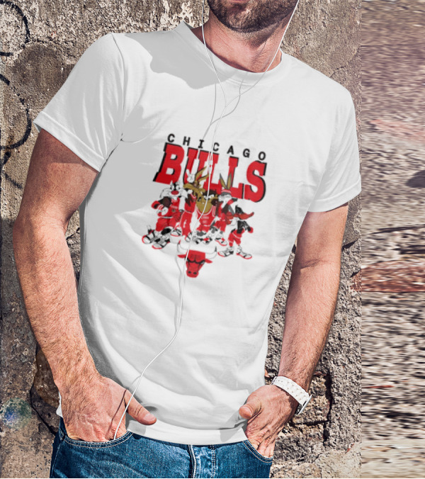 Chicago Bulls Looney Tunes NBA Basketball Cartoon Characters T-Shirt