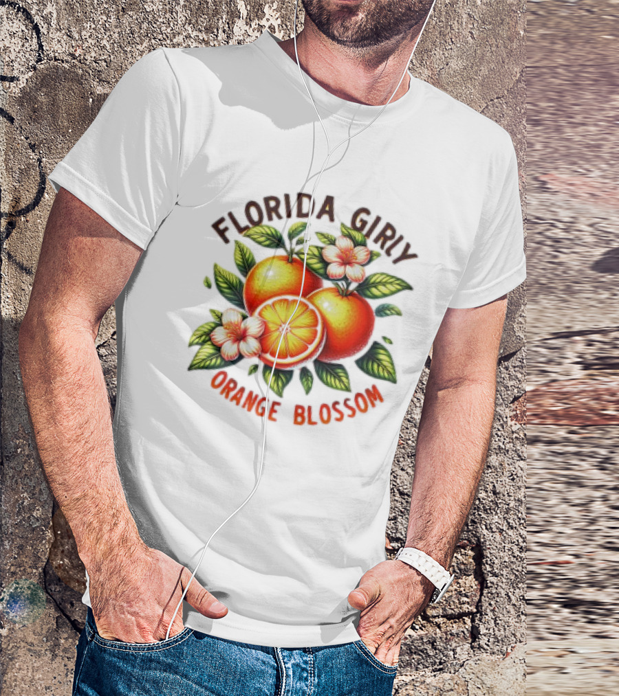 Florida Girly Orange Blossom Vintage Citrus Floral Retro T-Shirt